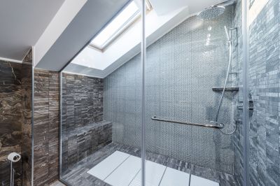 Contemporary Shower with Clear Glass